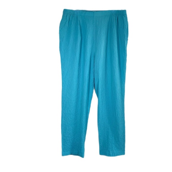 Draper’s & Damon’s Women’s Cyan Blue Crinkle Texture Pull-On Pants - Picture 1 of 6